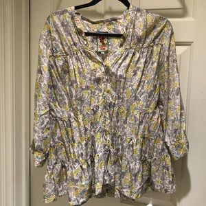 Johnny Was Silk Button Down Blouse